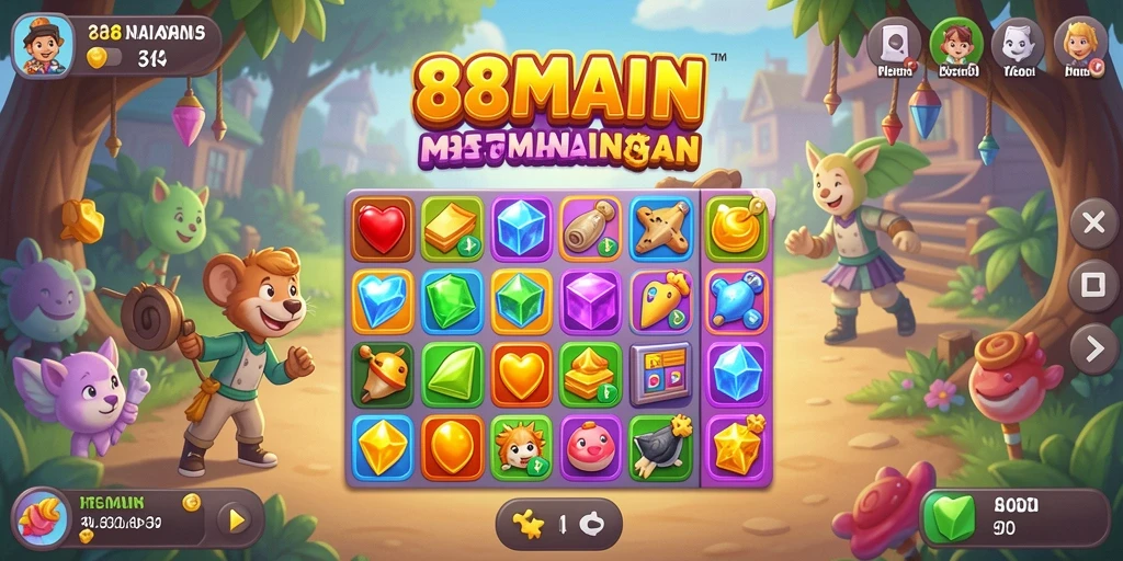 Tampilan gameplay seru dalam 88MAIN yang penuh warna.