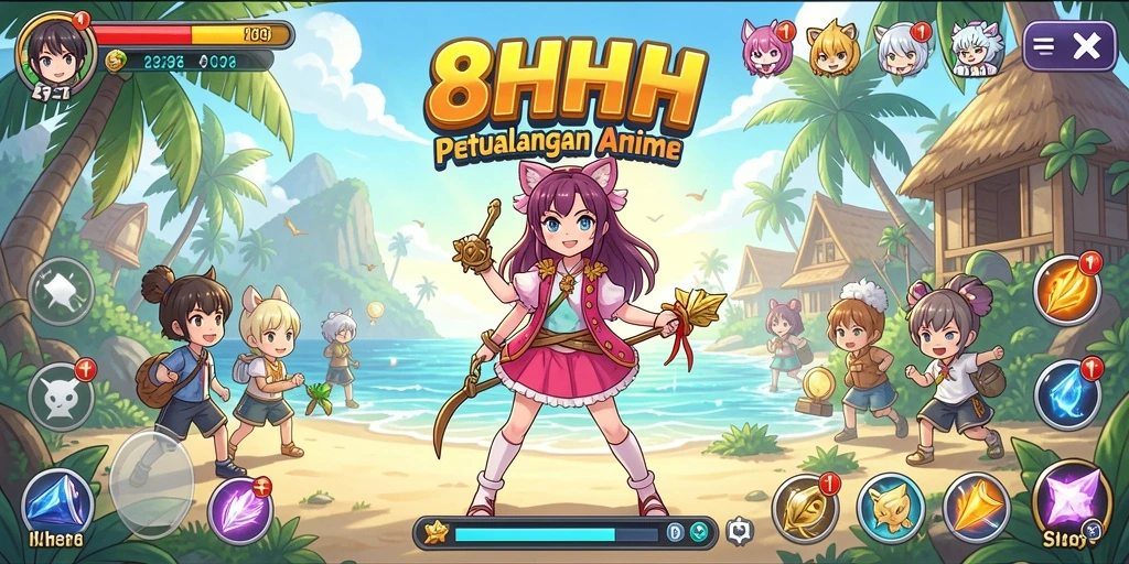 Tampilan gameplay menarik dari 8HHH dengan karakter Anime.