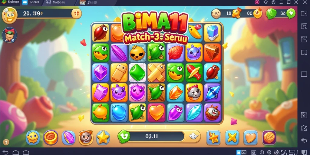 Tampilan gameplay BIMA11 yang penuh warna dan seru.