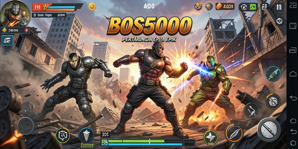 Tampilan gameplay Action yang mendebarkan di BOS5000.