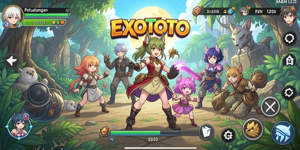 Tampilan gameplay yang menarik dengan karakter anime yang lucu.