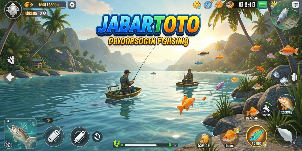 Tampilan gameplay JABARTOTO yang menarik saat memancing ikan.