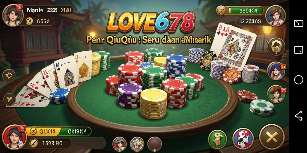 Screenshot gameplay LOVE678 menampilkan aksi seru permainan QiuQiu.