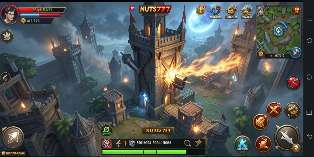 Tampilan gameplay menara pertahanan yang mendebarkan di NUTS777.