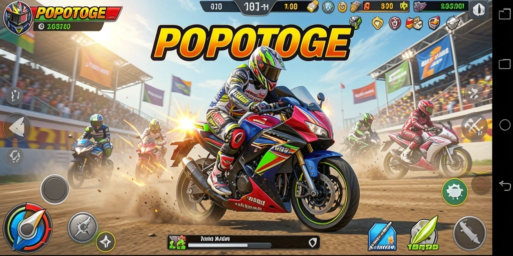 Gameplay balapan motor yang seru dan mendebarkan.
