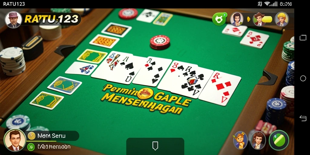 Screenshot dari gameplay seru RATU123 yang menunjukkan interaksi pemain Gaple.