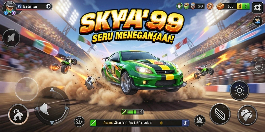 Gameplay Racing yang menegangkan dengan mobil cepat dan trek yang menantang.